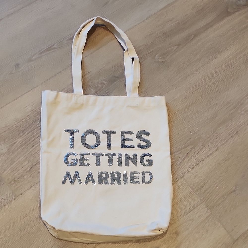 Brides Tote Bag with Sequin Text